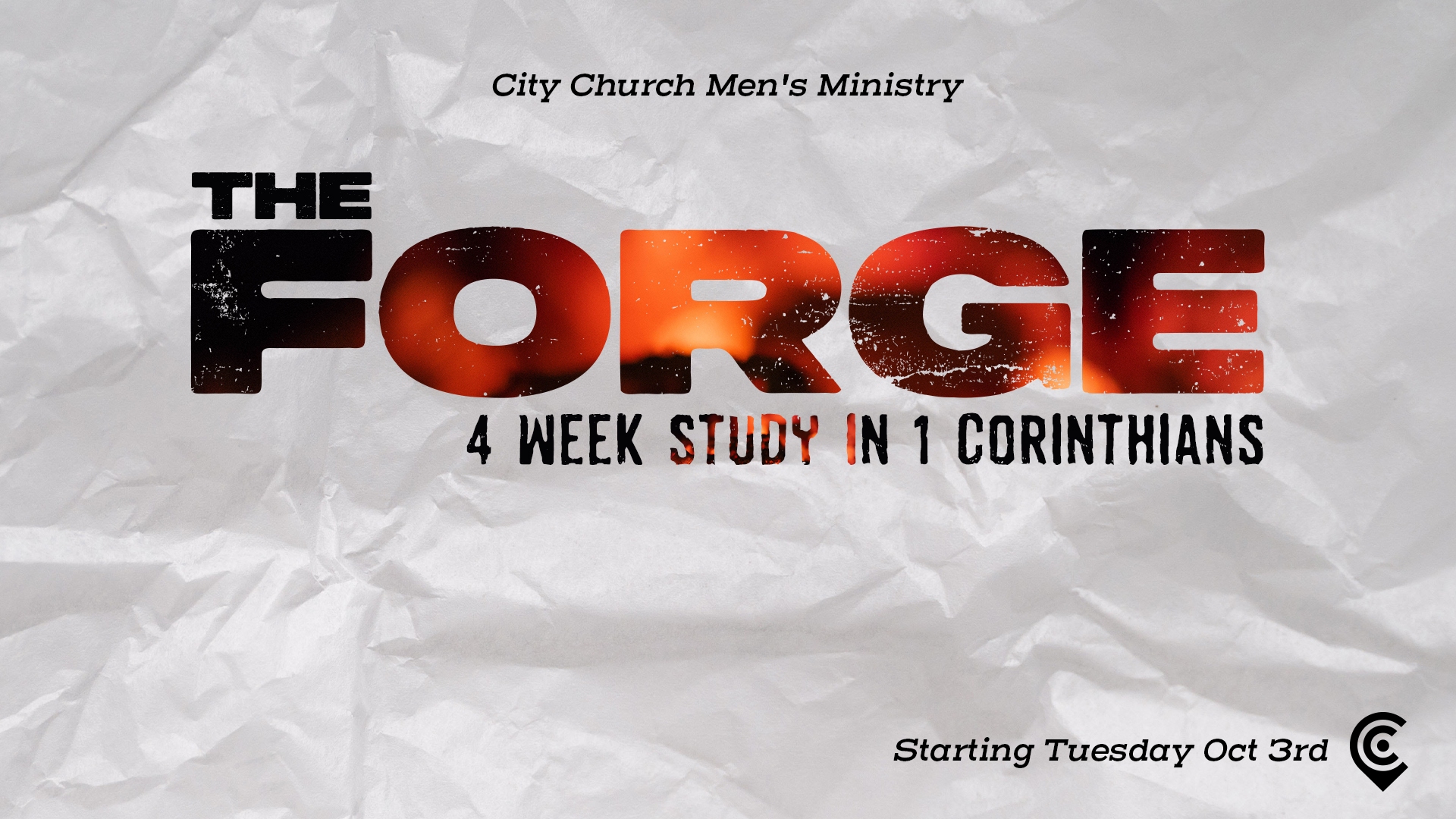 Men: do you have a desire to be alert, to stand firm in the faith, to act like a man and be strong?
<br><br>
Then come to The FORGE!
The FORGE will be four amazing weeks of food, fellowship and faith.
<a href="https://citychurchmelissa.churchcenter.com/registrations/events/1878695">REGISTER HERE</A>